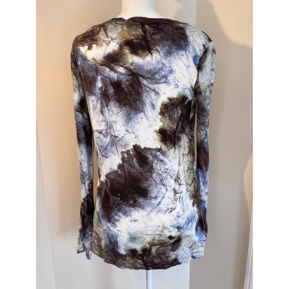 Simply Vera Vera Wang Boho Hippie Tie Dye Draped Neck L/S Top Brown Blue M - Picture 4 of 6
